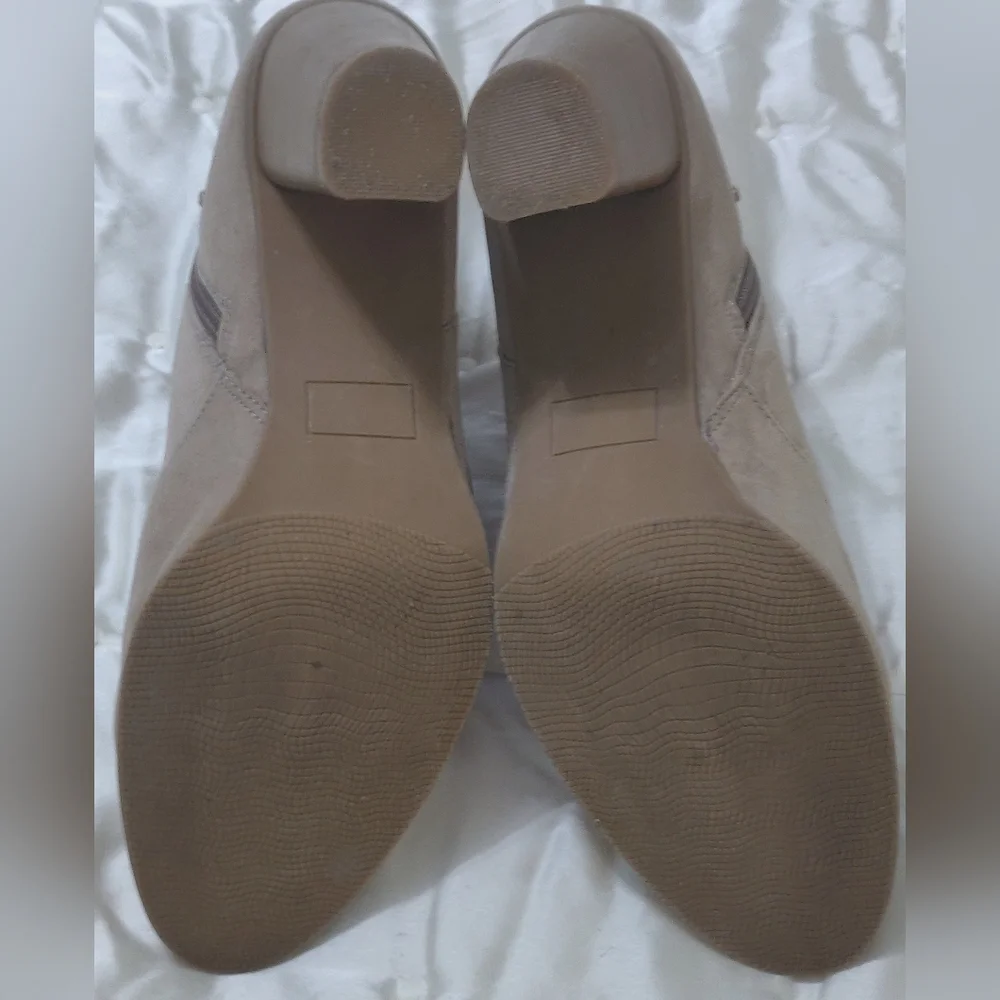 Taupe Faux Suede Booties.